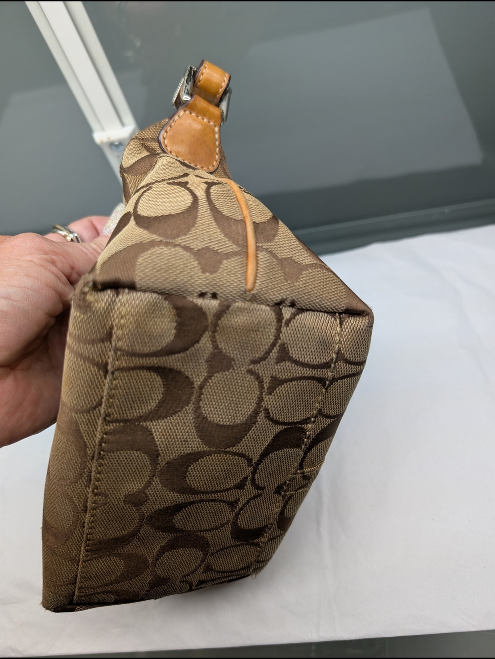 Coach Tan Signature Canvas Small Shoulder Bag - Picture 4 of 10
